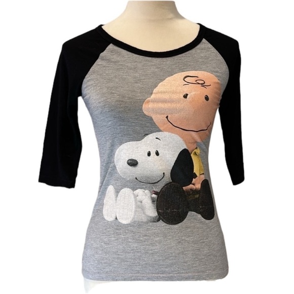 Tops - (Sold) Charlie Brown & Snoopy Gray BLUE SKY The Peanuts Movie T Shirt Size XS